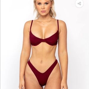 Kotomi Wine ribbed bikini set. Never worn!